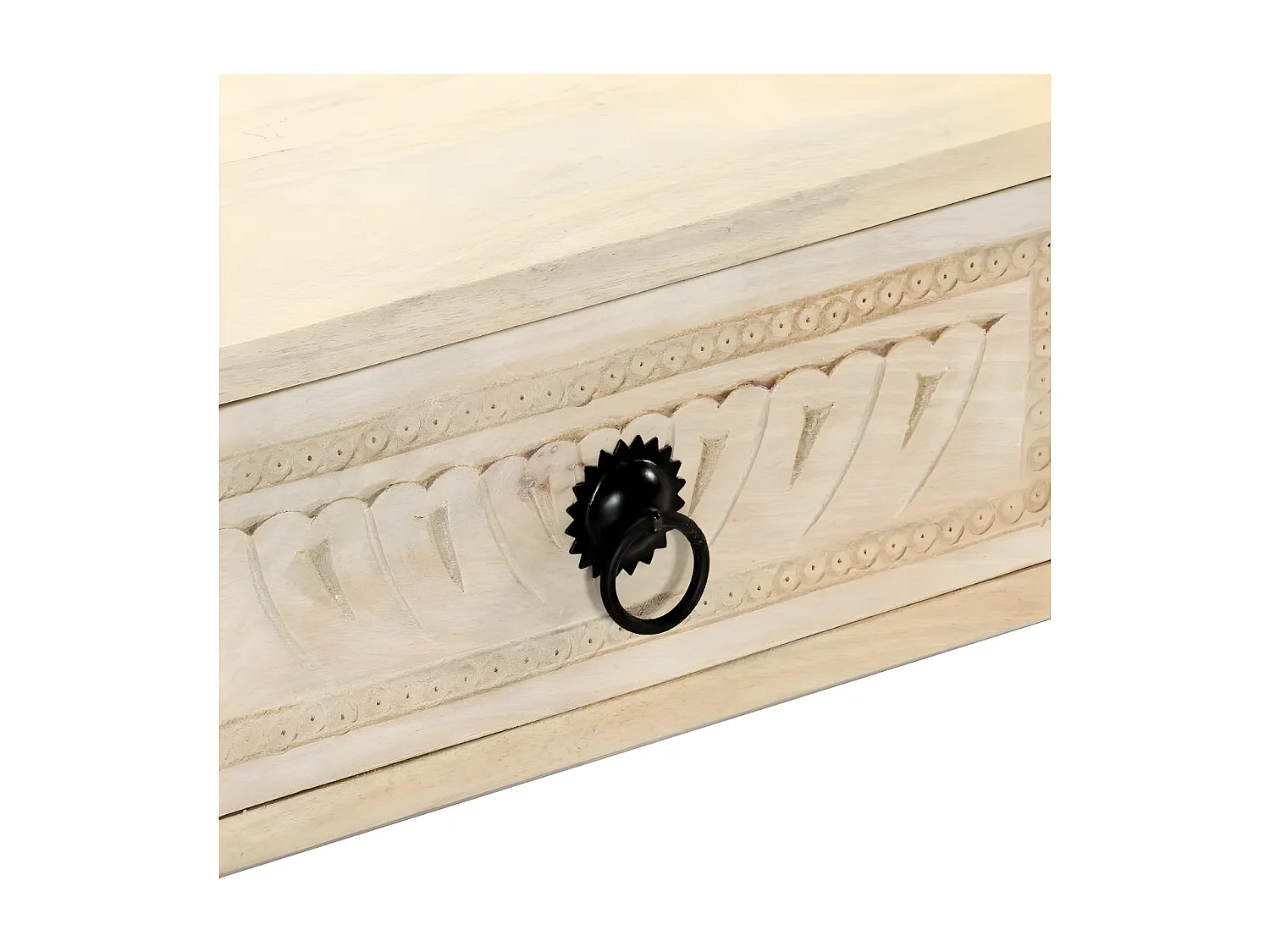 Table basse 1 tiroir manguier massif blanc brossé Pili