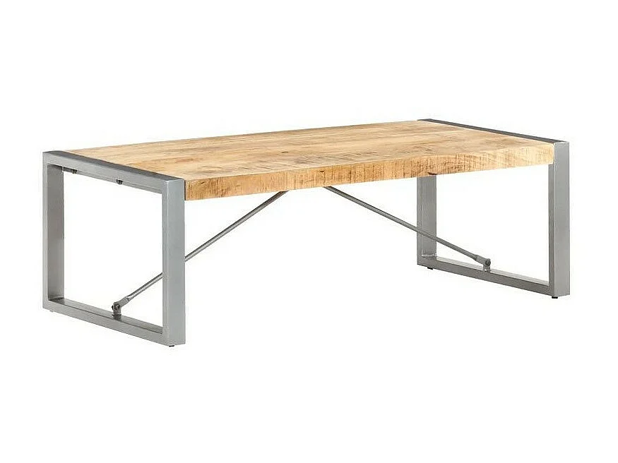 Table basse manguier massif clair et pieds métal gris Tesun 120cm