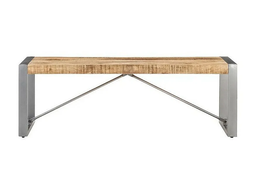 Table basse manguier massif clair et pieds métal gris Tesun 120cm