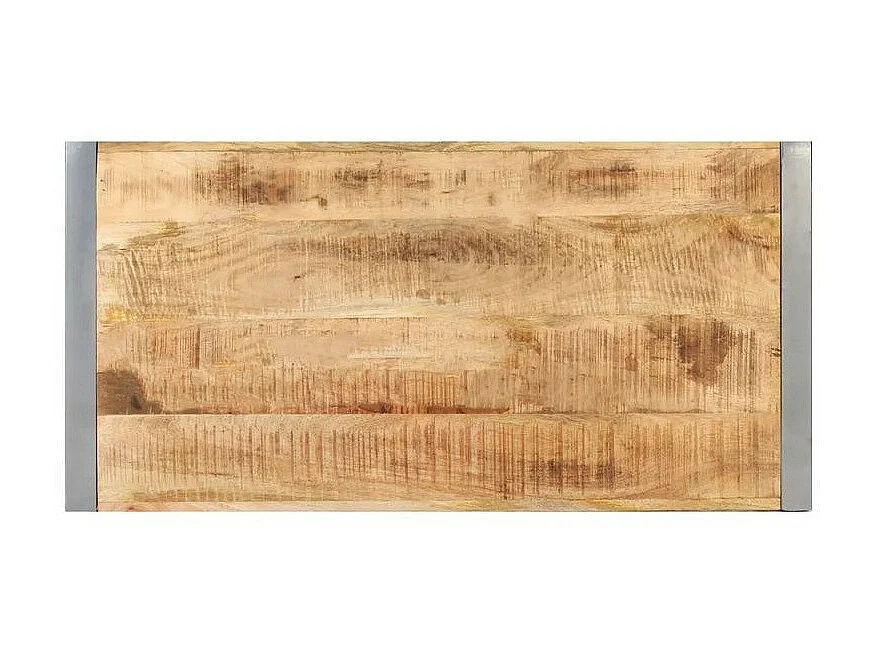 Table basse manguier massif clair et pieds métal gris Tesun 120cm