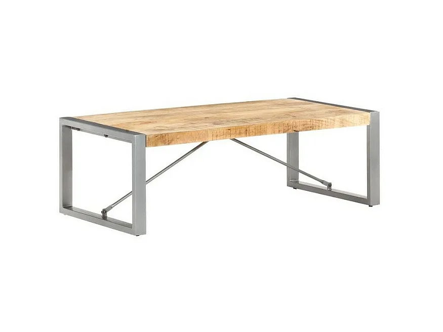 Table basse manguier massif clair et pieds métal gris Tesun 120cm