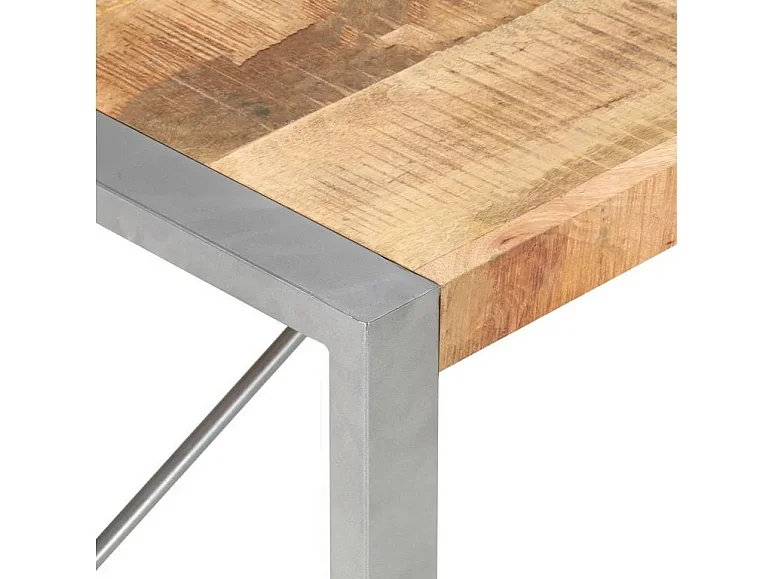 Table basse manguier massif clair et pieds métal gris Tesun 120cm