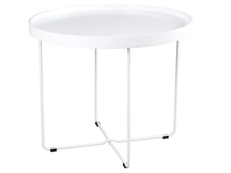 Table basse ronde moderne Bunko-Couleur Blanc-Diamètre 60 cm