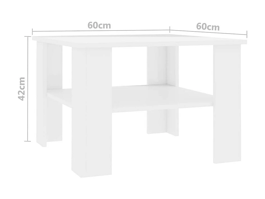 Table basse Blanc brillant 60 x 60x42