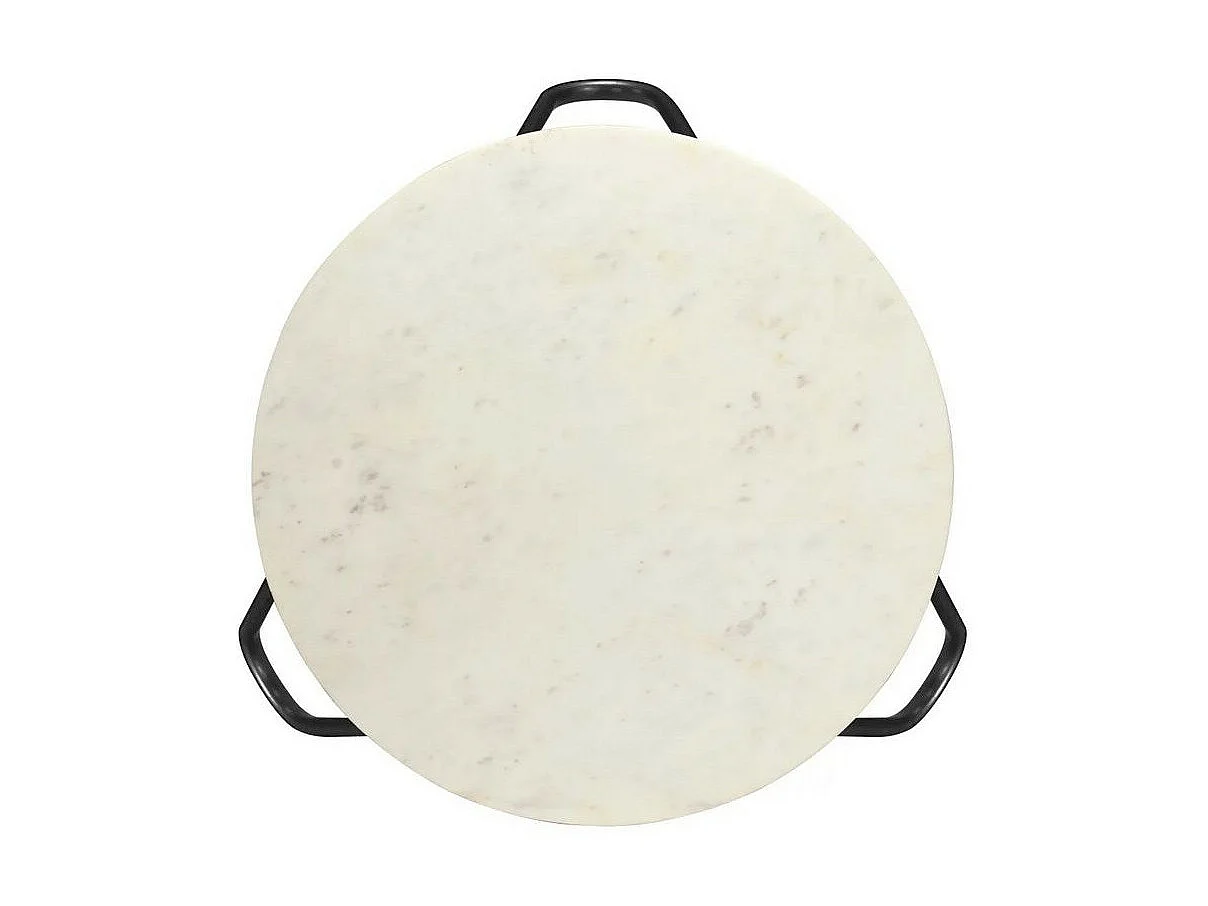 Table basse effet marbre blanc et pieds métal noir Emis D 65cm