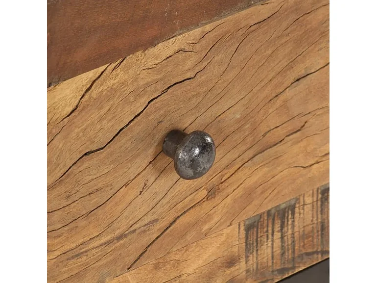 Table basse 1 tiroir bois de récupération noir et clair Asmat