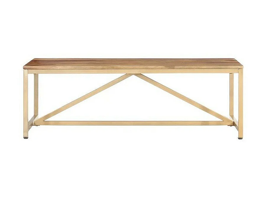 Table basse bois massif clair et pieds métal laiton Silou