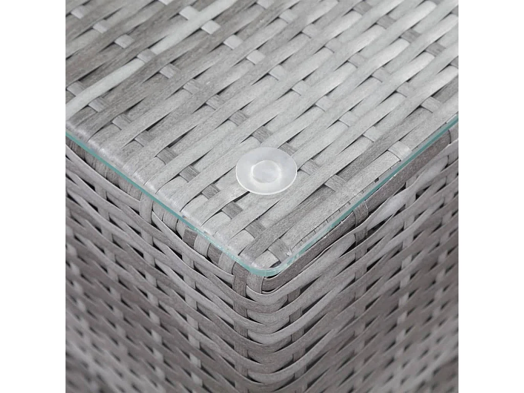 Tables d'appoint 3 pcs et dessus en verre Gris Résine tressée