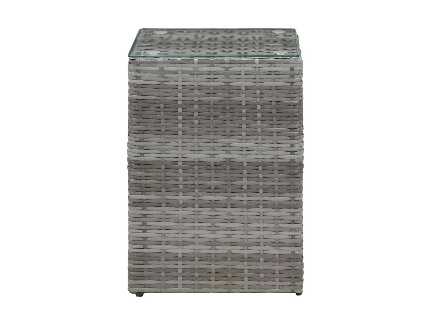 Tables d'appoint 3 pcs et dessus en verre Gris Résine tressée