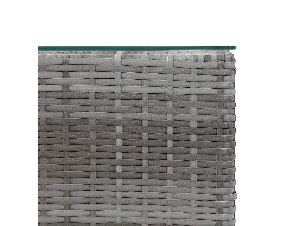 Tables d'appoint 3 pcs et dessus en verre Gris Résine tressée