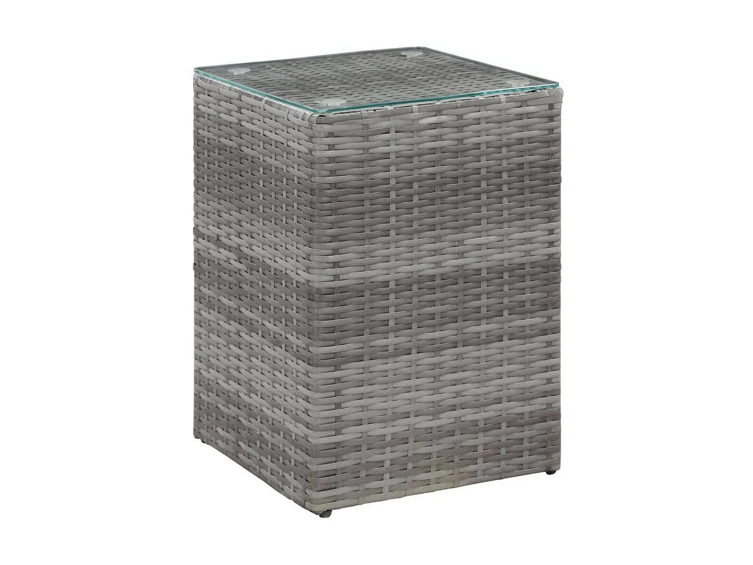 Tables d'appoint 3 pcs et dessus en verre Gris Résine tressée