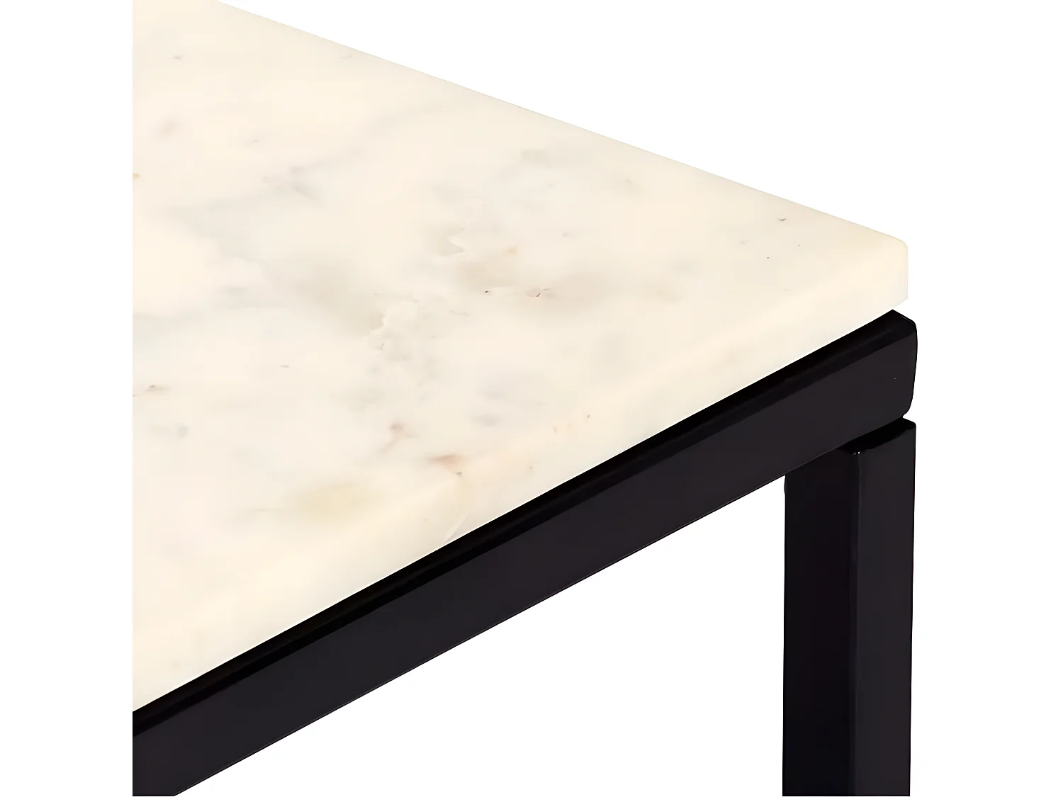 Table basse effet marbre blanc et pieds métal noir Ynoa 60cm