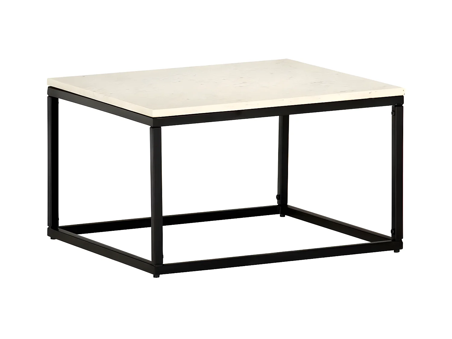 Table basse effet marbre blanc et pieds métal noir Ynoa 60cm