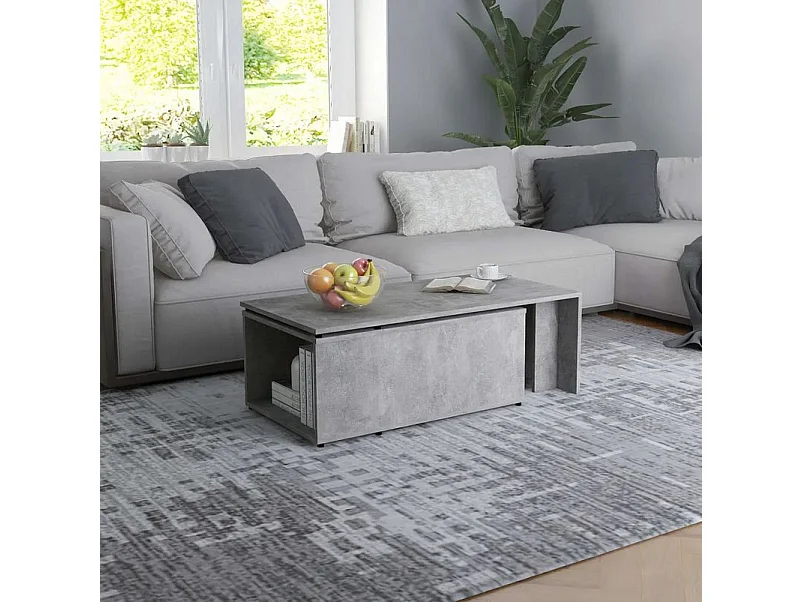 Table basse modulable bois gris effet béton Etif