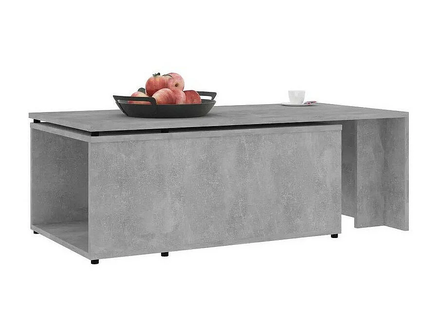 Table basse modulable bois gris effet béton Etif