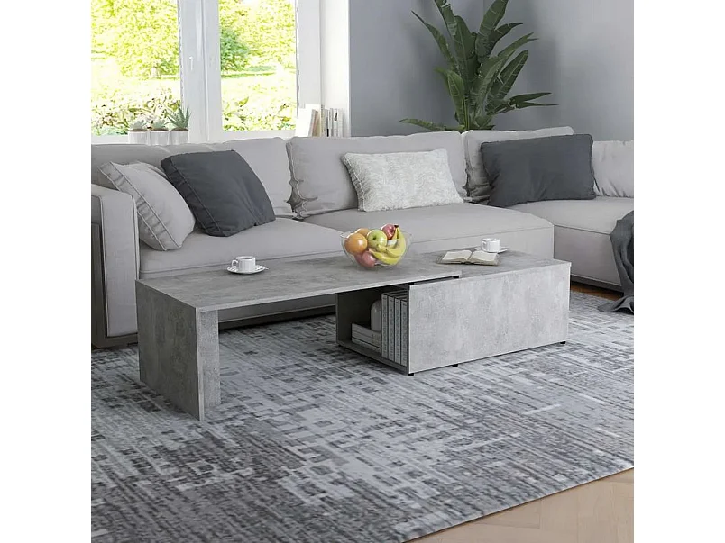 Table basse modulable bois gris effet béton Etif