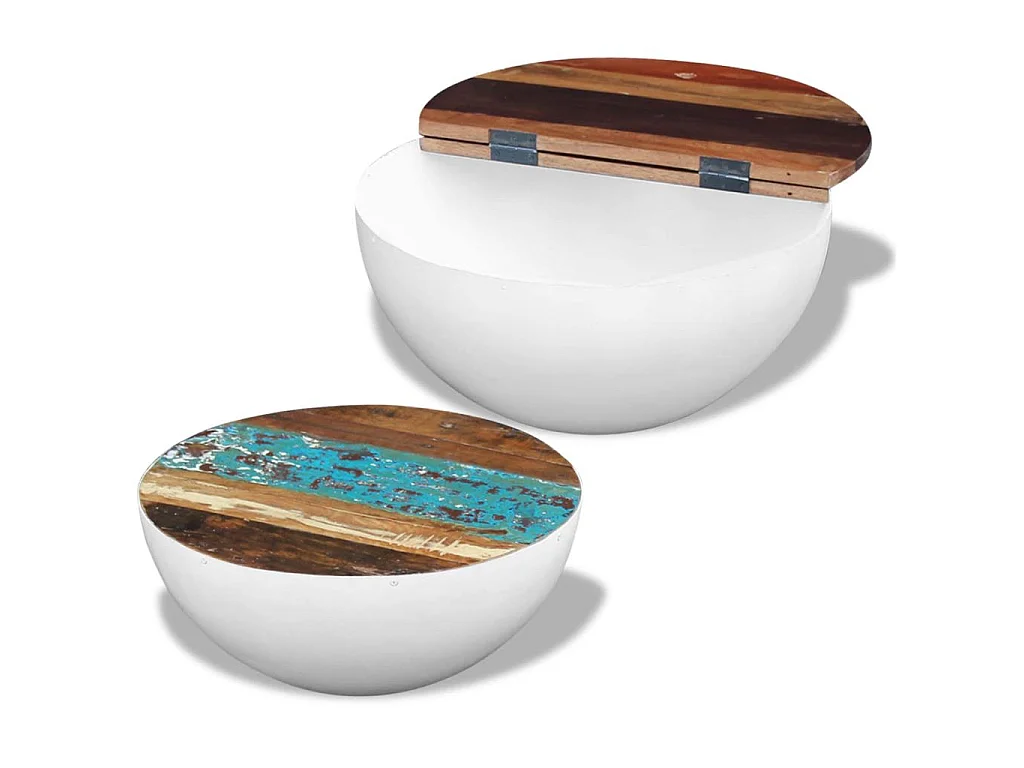 Ensemble de 2 tables basses Forme de bol Bois de récupération