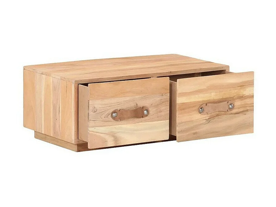 Table basse 2 tiroirs bois de récupération clair Mooth 90cm