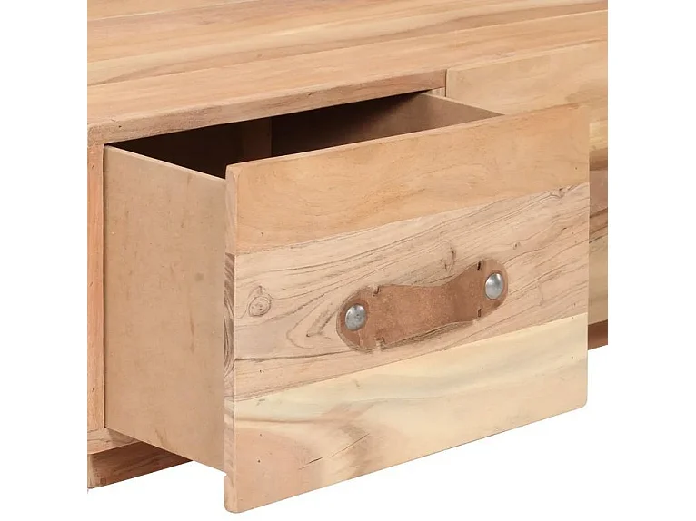 Table basse 2 tiroirs bois de récupération clair Mooth 90cm