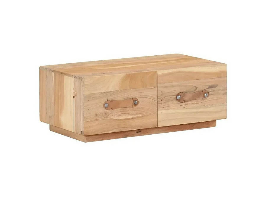 Table basse 2 tiroirs bois de récupération clair Mooth 90cm
