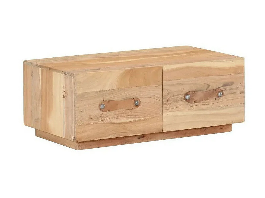 Table basse 2 tiroirs bois de récupération clair Mooth 90cm