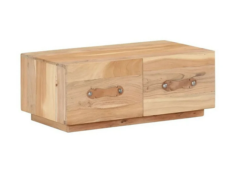 Table basse 2 tiroirs bois de récupération clair Mooth 90cm