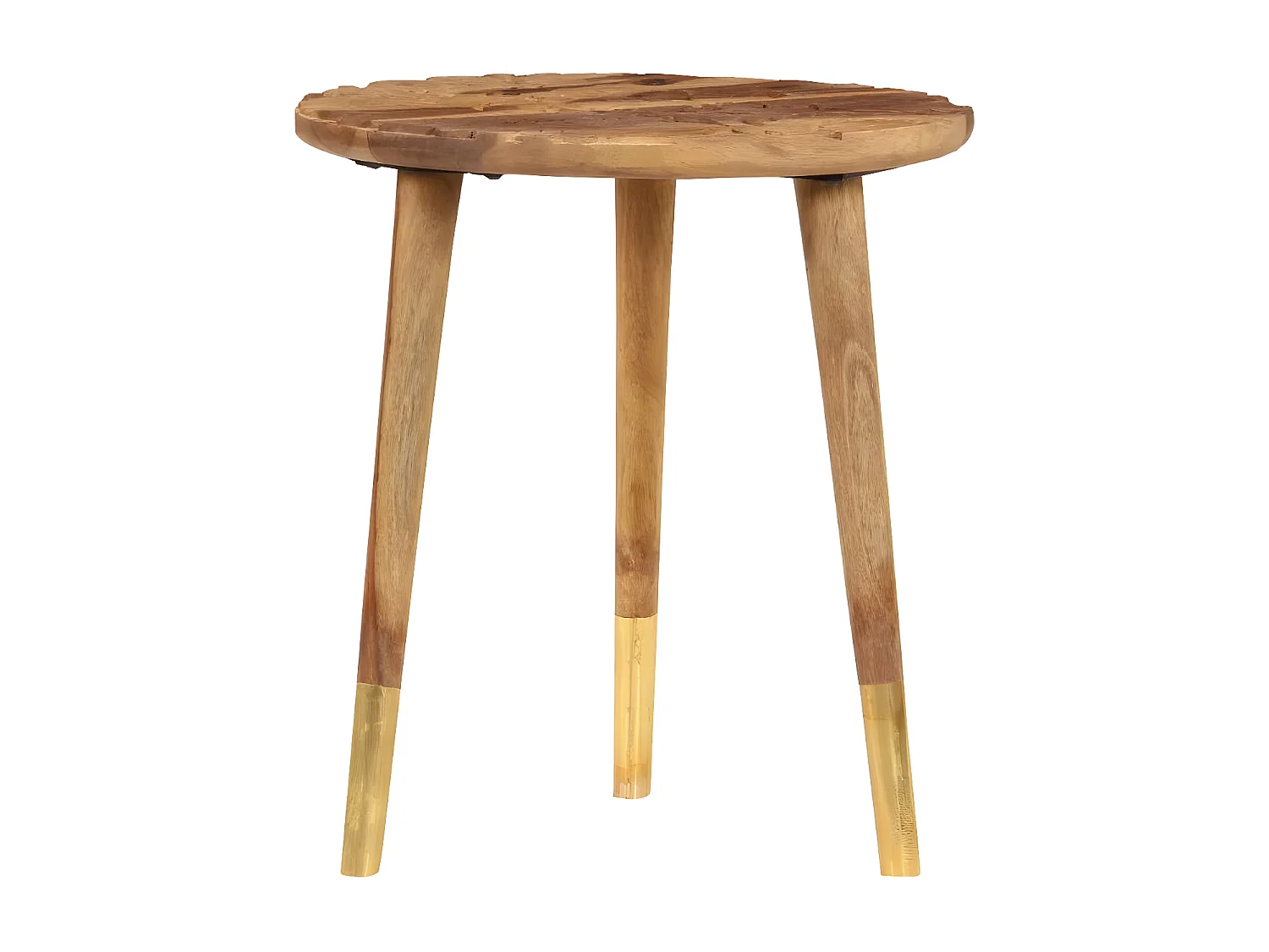 Table basse ronde sesham massif foncé Sytranel - Lot de 2