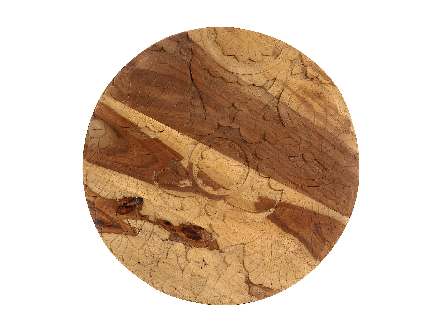 Table basse ronde sesham massif foncé Sytranel - Lot de 2