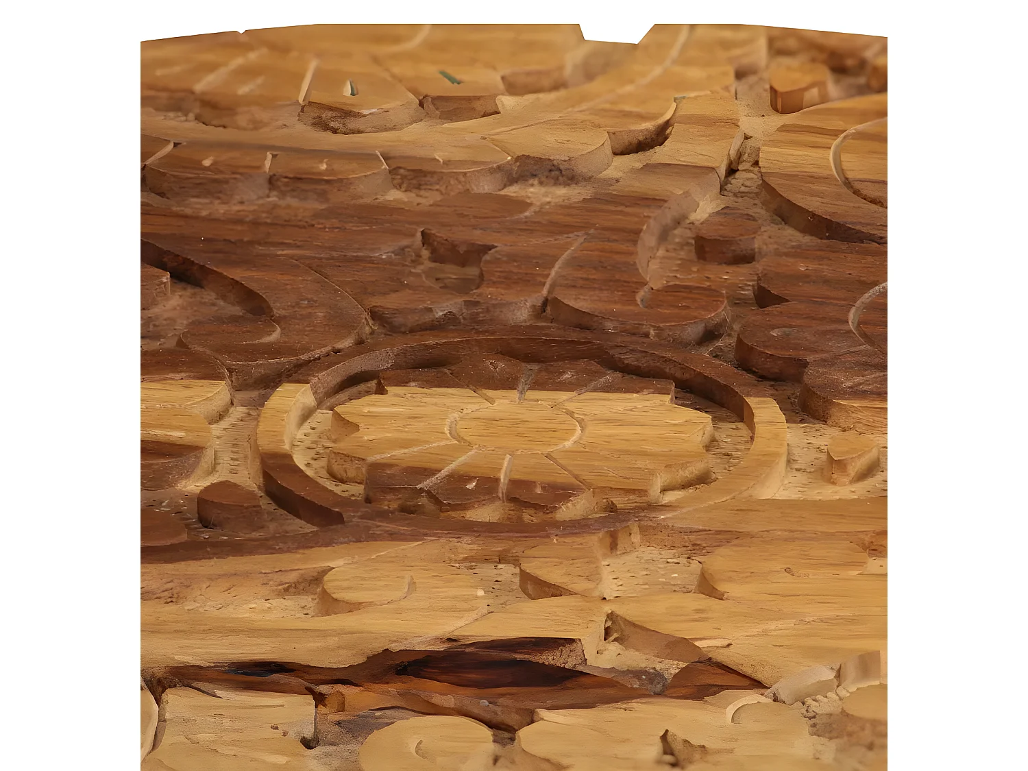 Table basse ronde sesham massif foncé Sytranel - Lot de 2