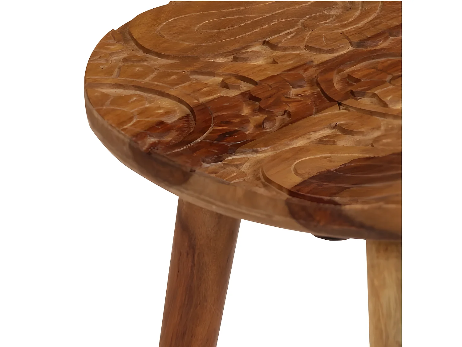 Table basse ronde sesham massif foncé Sytranel - Lot de 2