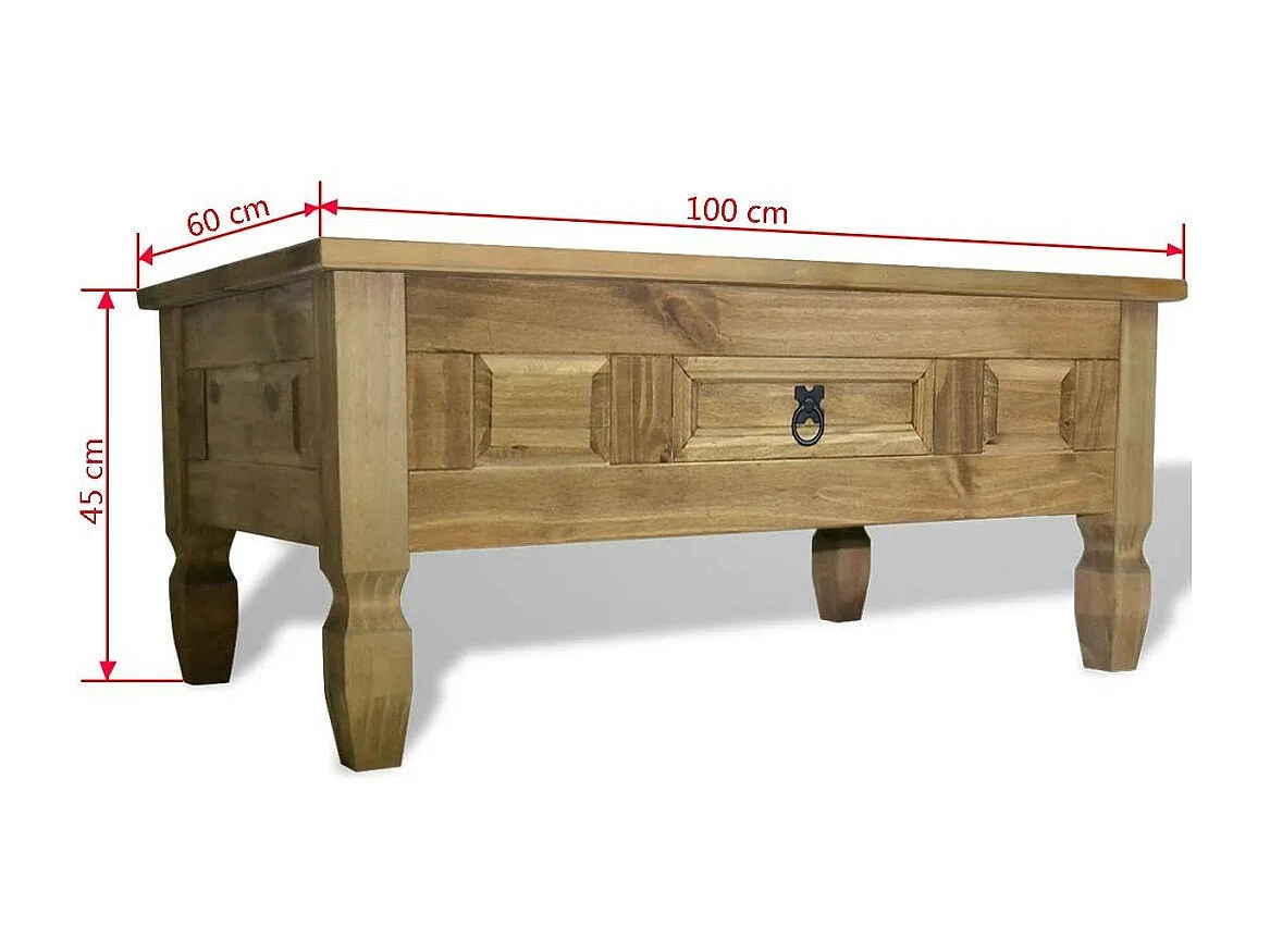 Salontafel Mexicaans grenenhout Corona-stijl 100x55x44 cm