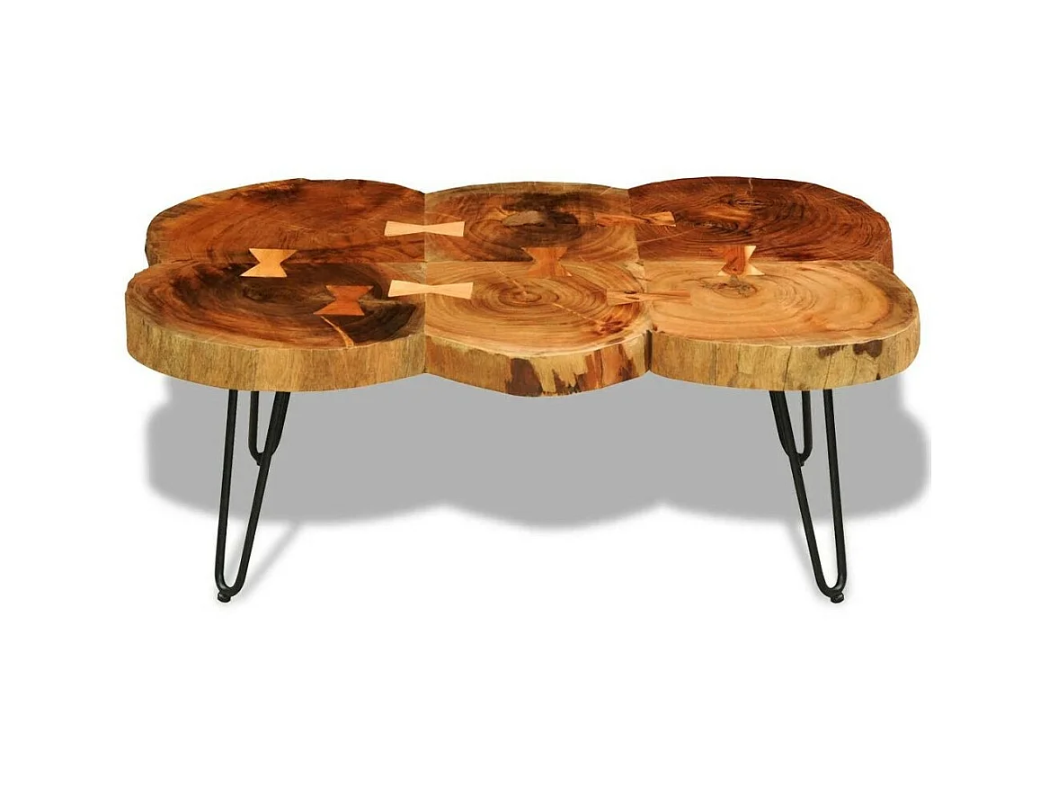 Table basse bois massif finitione 6 troncs Will