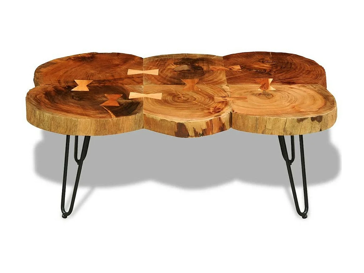 Table basse bois massif finitione 6 troncs Will