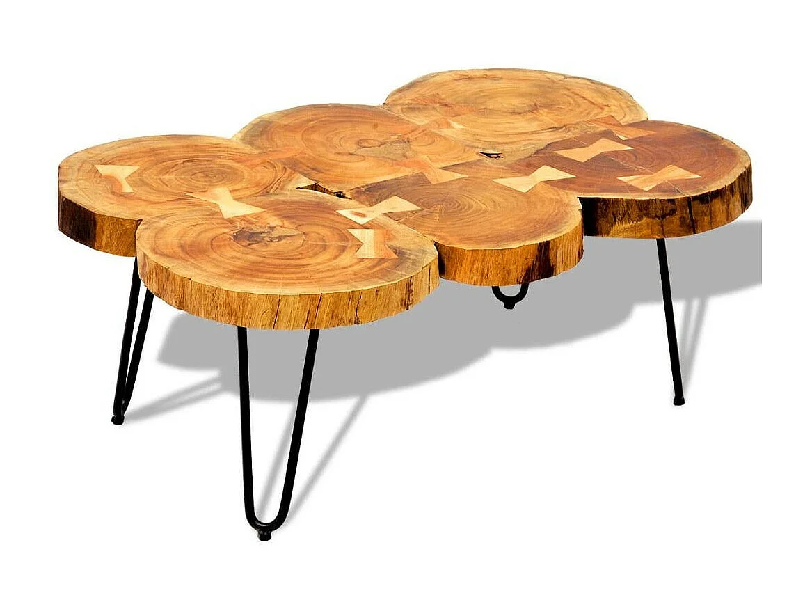 Table basse bois massif finitione 6 troncs Will