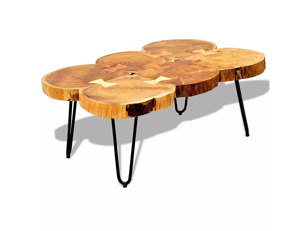 Table basse bois massif finitione 6 troncs Will