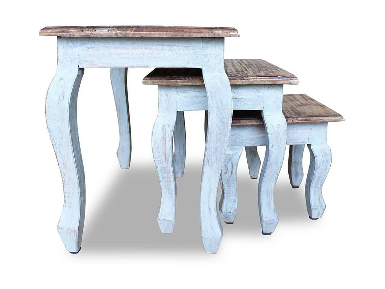 Ensemble de tables gigognes 3 pcs Bois de récupération massif