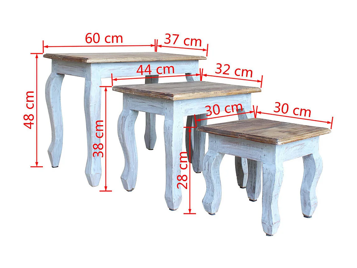 Ensemble de tables gigognes 3 pcs Bois de récupération massif