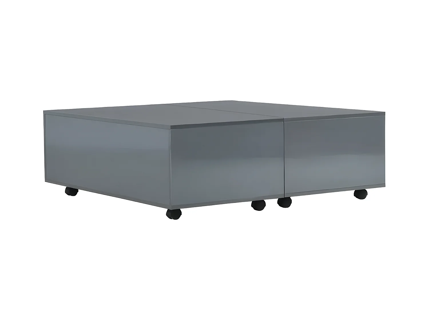 Table basse carrée à roulettes bois gris brillant Bella L 100