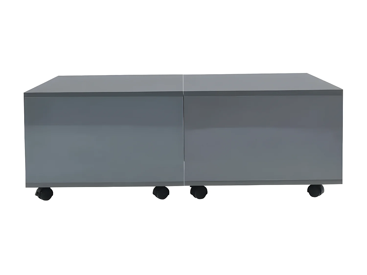 Table basse carrée à roulettes bois gris brillant Bella L 100