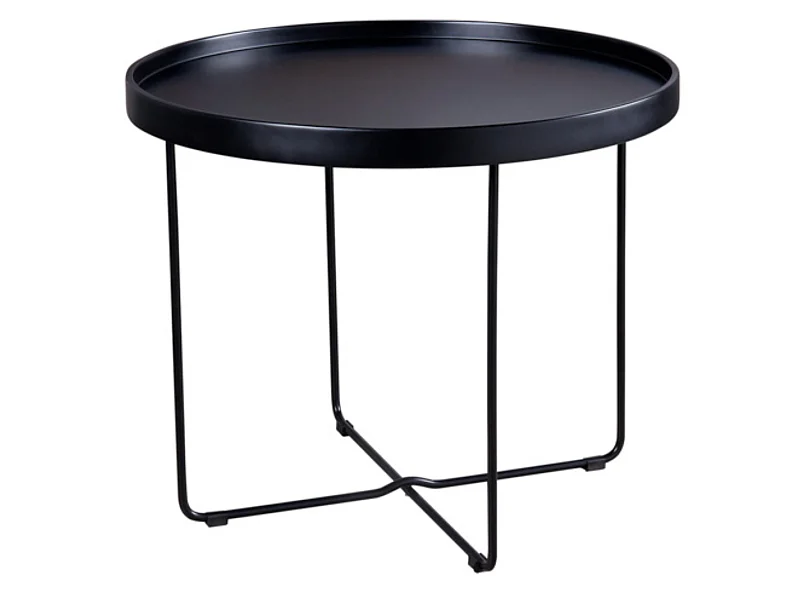Table basse ronde moderne Bunko-Couleur Noir-Diamètre 60 cm