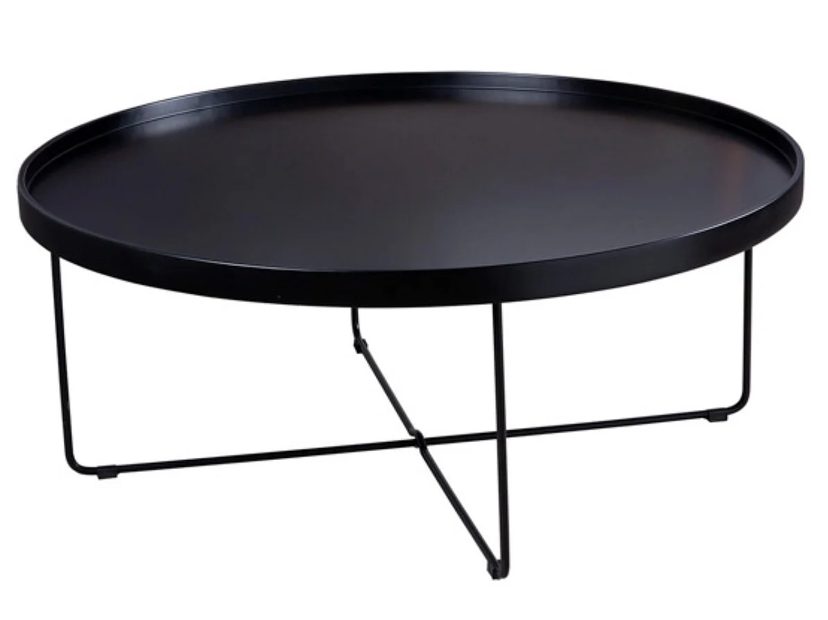Table basse ronde moderne Bunko-Couleur Noir-Diamètre 60 cm