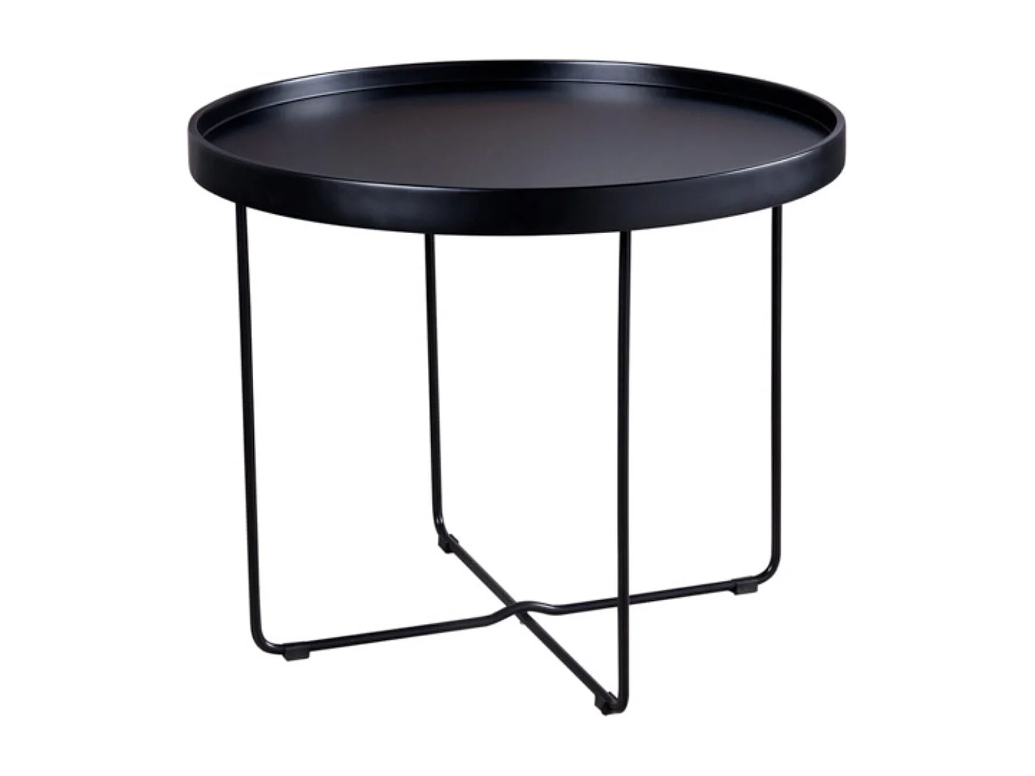 Mesa de centro redonda moderna Bunko-Color Negro-Diámetro 60 cm