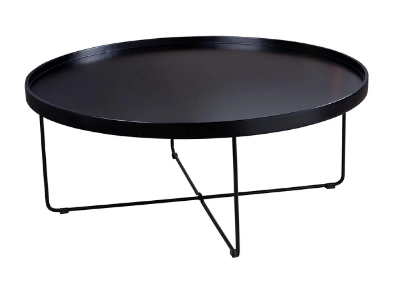 Mesa de centro redonda moderna Bunko-Color Negro-Diámetro 60 cm