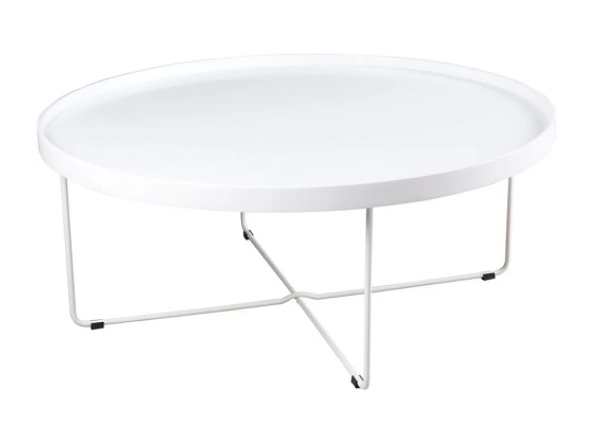 Mesa de centro redonda moderna Bunko-Color Negro-Diámetro 60 cm