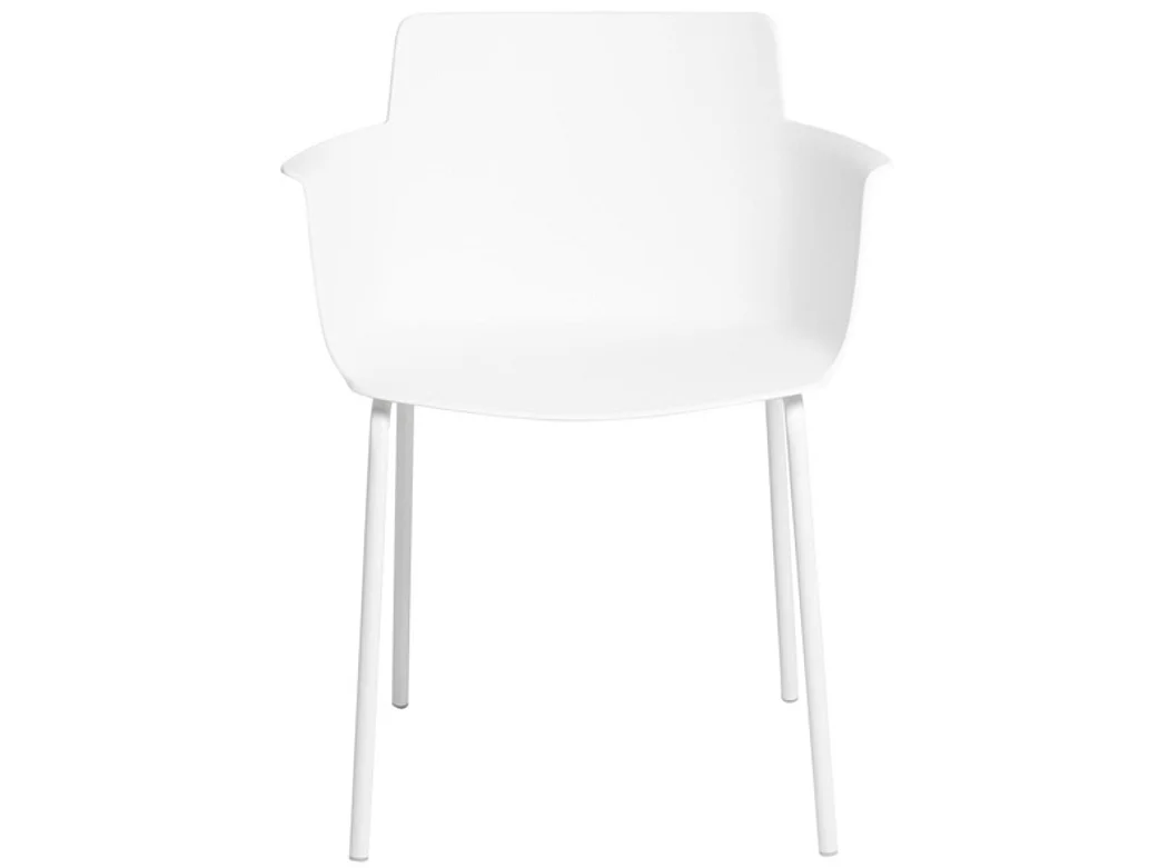 Chaise moderne avec accoudoirs en polypropylène et métal Kova-Couleur Blanc