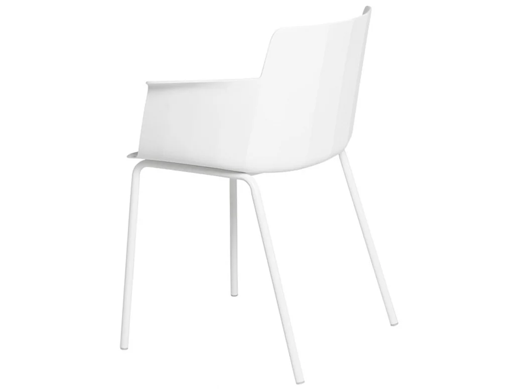 Chaise moderne avec accoudoirs en polypropylène et métal Kova-Couleur Blanc
