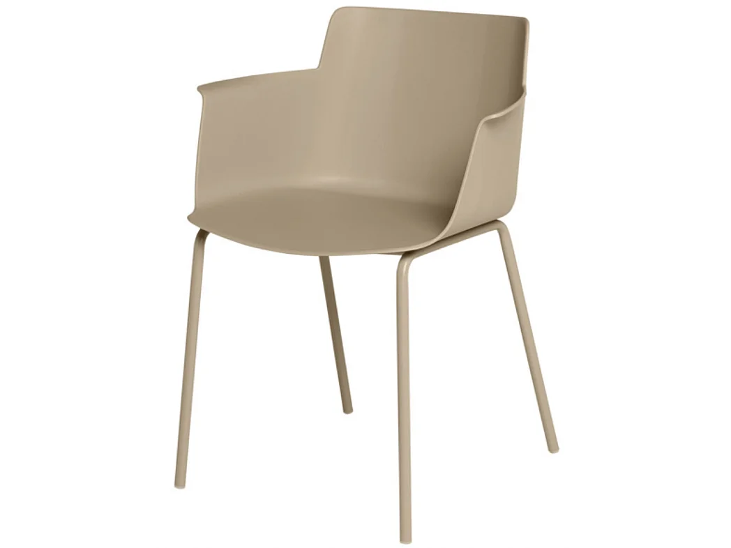 Chaise moderne avec accoudoirs en polypropylène et métal Kova-Couleur Blanc