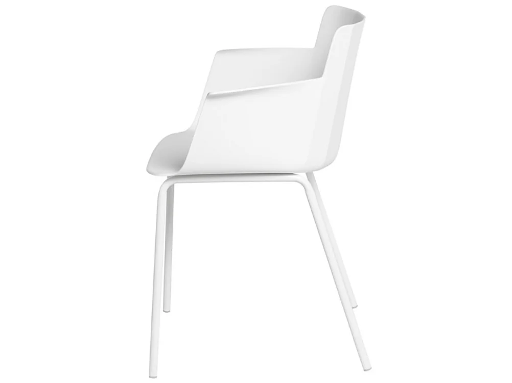 Chaise moderne avec accoudoirs en polypropylène et métal Kova-Couleur Blanc