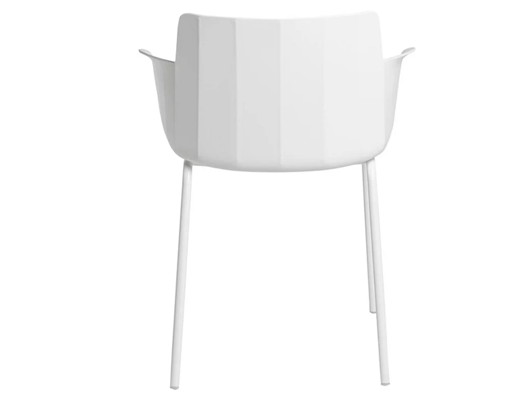 Chaise moderne avec accoudoirs en polypropylène et métal Kova-Couleur Blanc