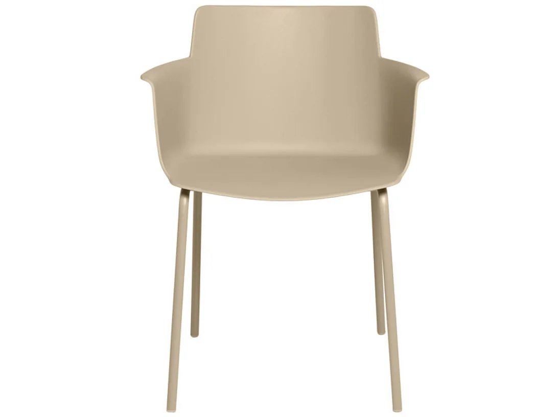 Chaise moderne avec accoudoirs en polypropylène et métal Kova-Couleur Blanc